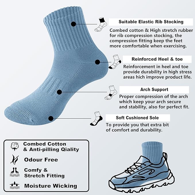 MAGIARTE Womens Mini Crew Ankle Socks Athletic Casual Cotton Socks for Women
