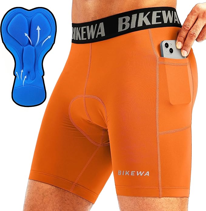 Men's 4D Padded Bike Shorts Cycling Underwear Biking Bicycle Padding Shorts for Men Side Pockets