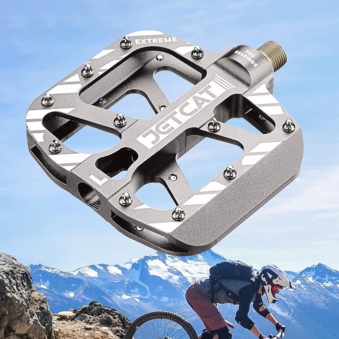 Mountain Bike Pedals Flat - MTB Pedals Flat, Bicycle Pedals, Road Bike Pedals, BMX Pedals, for BMX MTN Road Gravel EBike, Specialized Parts, Adults, Aluminum Metal Stamp 9/16"
