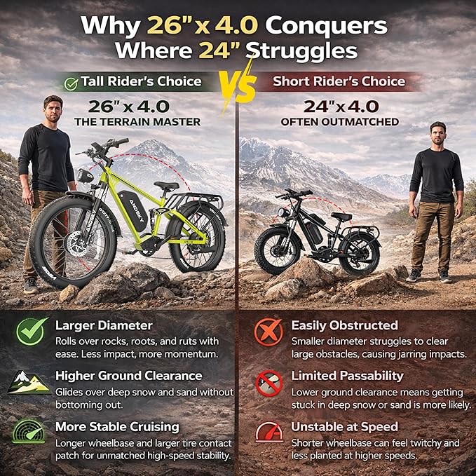 Apex 50 Electric Bike Dual Motor for Adults (CA Immediate-De'livery) 52V 25AH/48V 25AH, 26" Fat Tires Full Suspension 35MPH/100Mile, Hydraulic Brake