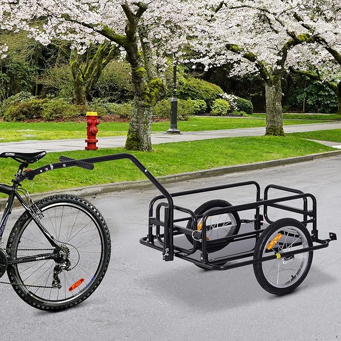 Bike Cargo Trailer, Bicycle Trailer, 88 lbs Load Capacity, Heavy-Duty Bicycle Wagon Cart w/16 Wheels, Foldable Compact Storage with Universal Hitch