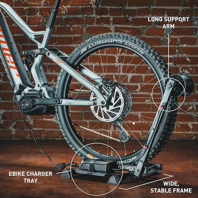 FEEDBACK SPORTS | Rakk 2.0 E-Bike Storage Rack | Freestanding Floor Electric Bike Stand | with Magnetic Cord Organizer