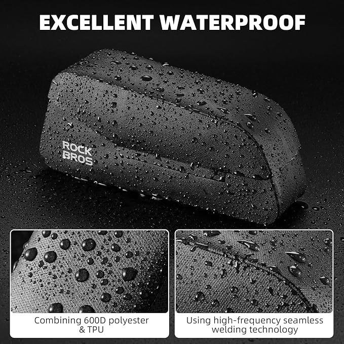 ROCKBROS Bike Frame Bag with Magnetic Flap Top Tube Bike Bag Waterproof Bike Packing Cycling Tools Storage Bag for Road MTB Bike S