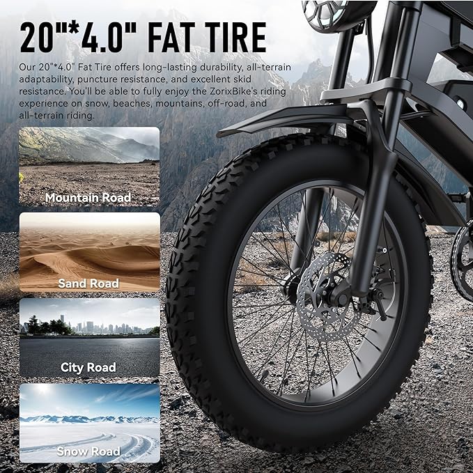 Electric Bike for Adults,48V 20AH - Peak Power 1500/3000W Brushless Motor Electric Bicycle - Max Speed 31-35MPH - Max 80 Miles Range - 20" x 4.0" Fat Tire Dirt E-Bike,7-Speed
