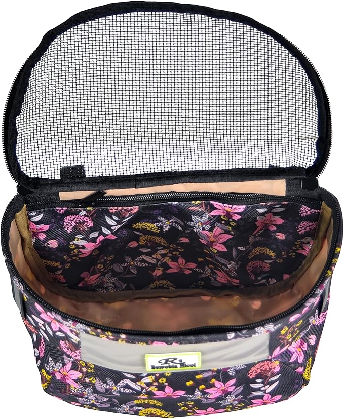 Kids Bike Basket,Durable Front Frame Bicycle & Scooter Basket Bag,Waterproof Fabric Bicycle Handlebar Bag for Boys, Girls, Toddlers with Zipper Mesh Lip (Pink Flower)