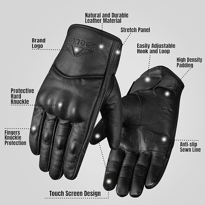 Motorcycle Gloves for Men & Women – Touchscreen Dirt Bike Gloves with Hard Knuckle Armor & Non-Slip Grip for Motorcycling, Road Racing, Biking, Climbing & Outdoor