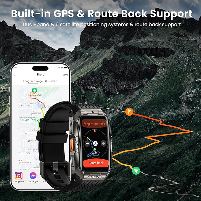 GPS Smart Watch for Men Women, 3D Curved Glass, Full Stainless Steel Body, 6 Satellite Positioning, Compass, 50M Waterproof, Answer/Make Call, 1.64" AMOLED Screen, Compatible for Android iOS