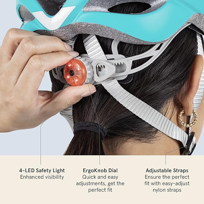 Retrospec Silas Road Bike Helmet with 24 Air Vents & Built-in LED Safety Light - Adjustable Adult Cycling Protection 54-61cm - Padded & Lightweight Design