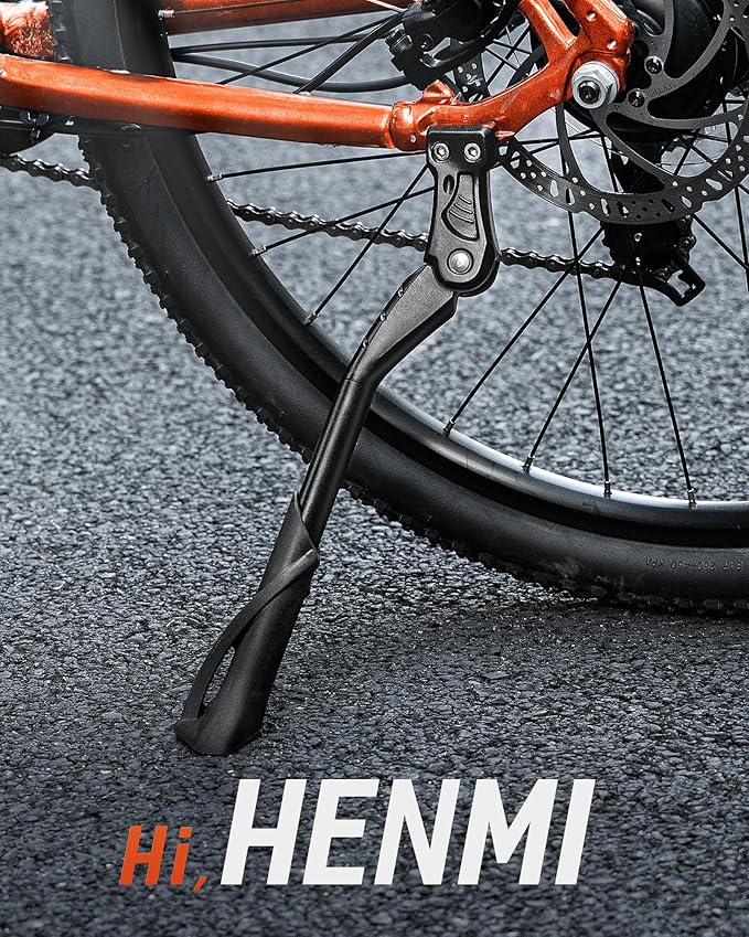 HENMI Bike Kickstand for 24-29 Inch Bicycle, 0.7 inch (18mm) 2 Holes, Non-Slip Base Adult Bicycle Kickstand for Mountain Bike,