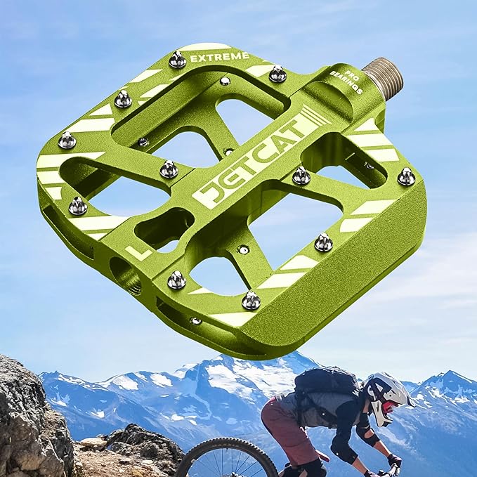 Mountain Bike Pedals Flat - MTB Pedals Flat, Bicycle Pedals, Road Bike Pedals, BMX Pedals, for BMX MTN Road Gravel EBike, Specialized Parts, Adults, Aluminum Metal Stamp 9/16"