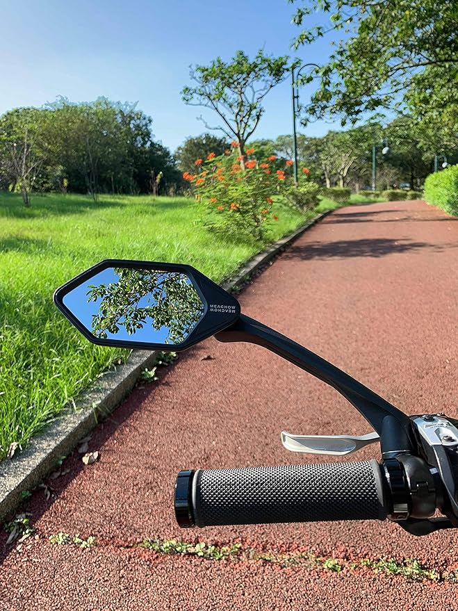 MEACHOW New Scratch Resistant Glass Lens,Handlebar Bike Mirror, Rotatable Safe Rearview Mirror, Bicycle Mirror,ME-007