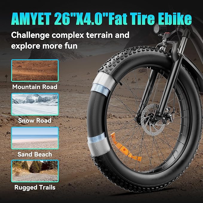 [UL Certified] Electric Bike for Adults with Peak 1500W Brushless Motor, 48V 15AH 35-60 Miles Battery Electric Bicycle, 26" Fat Tire Mountain Bike 28MPH 7 Speed Gears Ebike for Work,Off Road