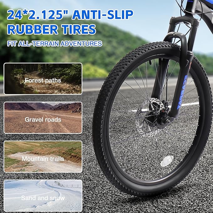 24/26/27.5 Inch Wheel Mountain Bike, 21 Speed MTB Bike with Full Suspension, Steel Frame and Dual Disc Brakes, Adult Mens Outdoor Cycling Mountain Bicycle