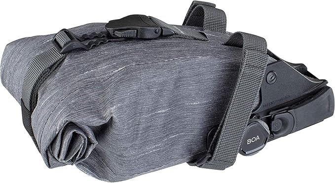 EVOC SEAT BAG TOUR saddle bag, Bicycle frame bag for more storage space on the seat post (size: M, 0.7 L storage space, abrasion-resistant, water-repellent, Hypalon reinforcement), Carbon Grey