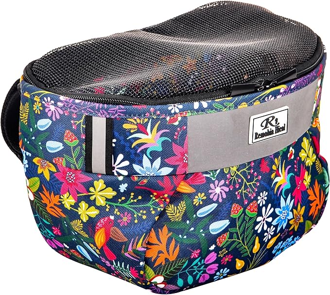 Kids Bike Basket,Durable Front Frame Bicycle & Scooter Basket Bag,Waterproof Fabric Bicycle Handlebar Bag for Boys, Girls, Toddlers with Zipper Mesh Lip(Flower)