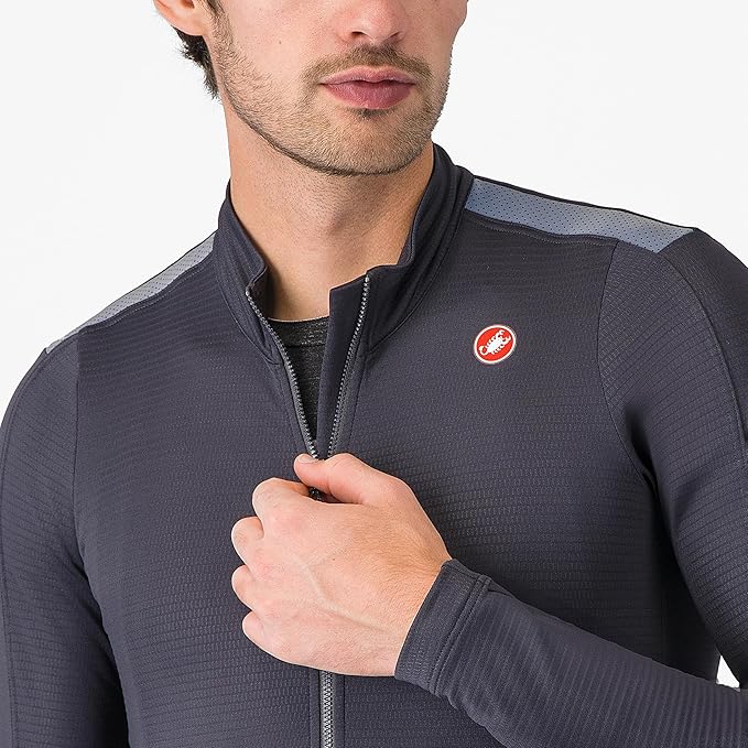 CASTELLI Men’s Puro 4 Jersey, Long Sleeve Mid-Weight Reflective Cycle Apparel for Early Morning Cool Road Cycling & Biking