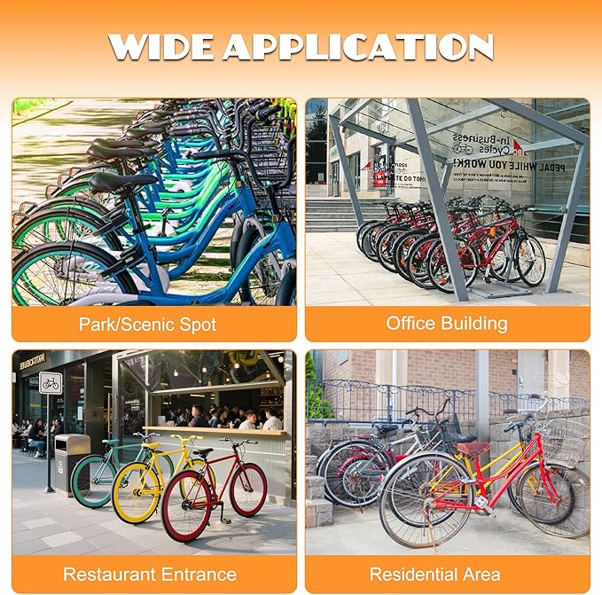10 Holders Floor Bike Rack Stand, 60" Commercial Grid Bike Storage Rack, Freestanding Bicycle Storage Organizer Bicycle Floor Parking Stand for Garages Streets Yards Bike Events