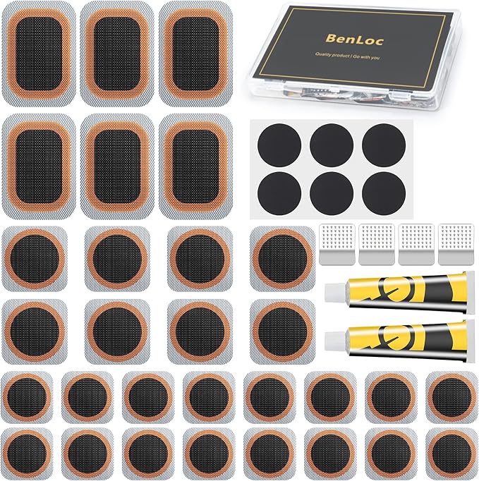 Bike Inner Tire Patch Repair Kit - Bycicle Tube Puncture Patches Kits, 30PCS Vulcanizing Patches, Glueless Patchs for Motorcycle BMX Cycling MTB Road Mountain Bicycle A5