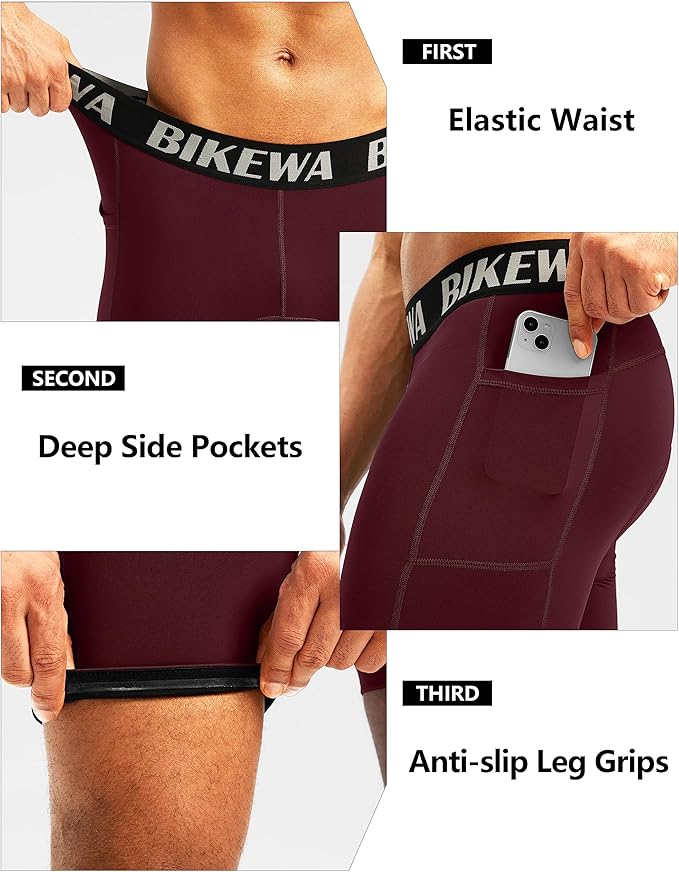 Men's 4D Padded Bike Shorts Cycling Underwear Biking Bicycle Padding Shorts for Men Side Pockets