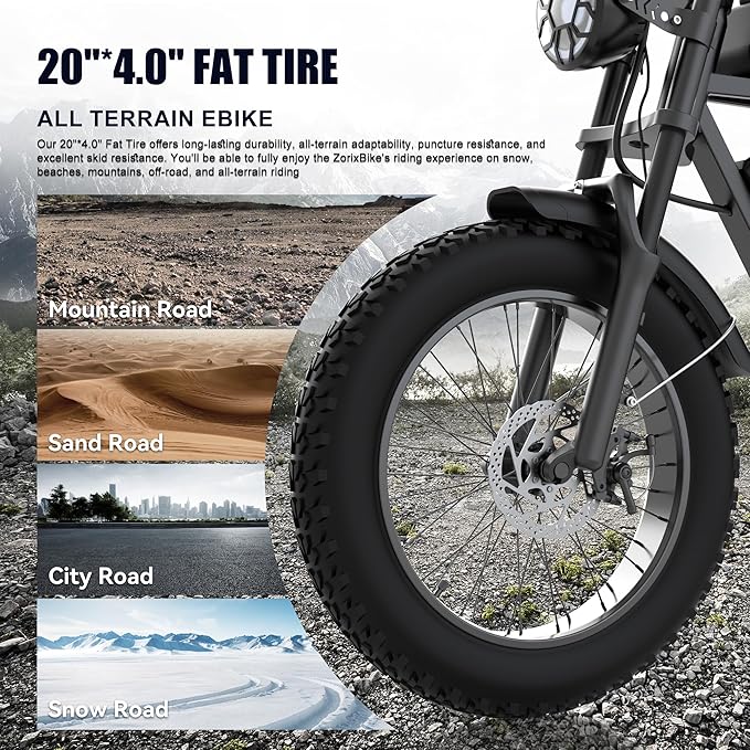 Retro Electric Bike for Adults,48V 20AH-1500/3000W Peak Motor Electric Bicycle-Max Speed 31-35MPH-Max 80 MI Range-20" x 4.0" Fat Tire Ebike,7-Speed, Dual Shock Absorber - UL 2849
