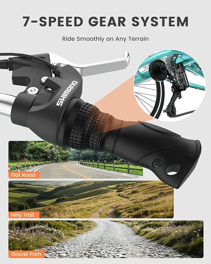 Slsy Adult Folding Tricycles, 7 Speed Folding Adult Trikes, 20 24 26 Inch 3 Wheel Bikes with Low Step-Through, Foldable Tricycle for Adults, Women, Men, Seniors