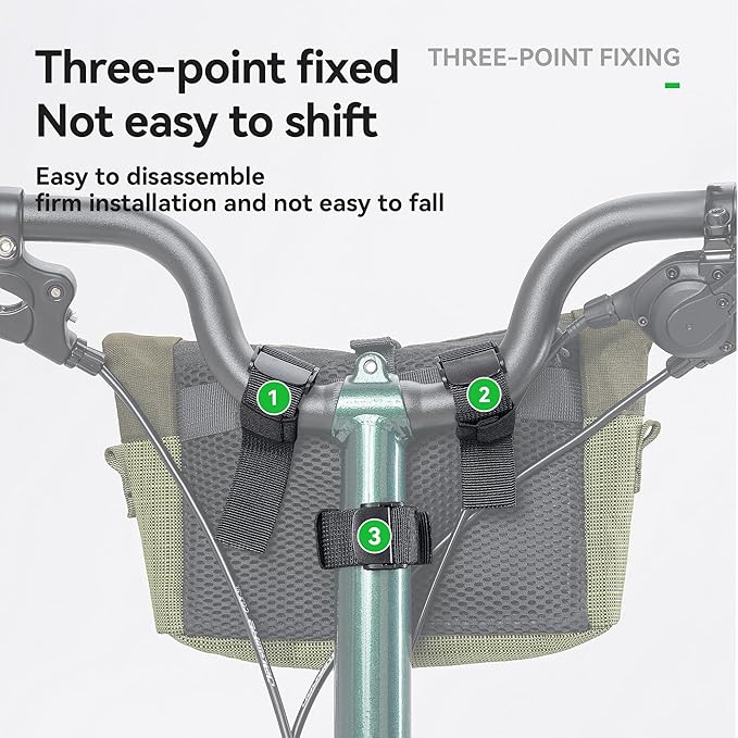 ROCKBROS Folding Bike Handlebar & Shoulder Bag – Universal Hook-and-loop fastener Mount, Convertible Front Crossbody Bag for Commuting, Cycling & Daily Rides