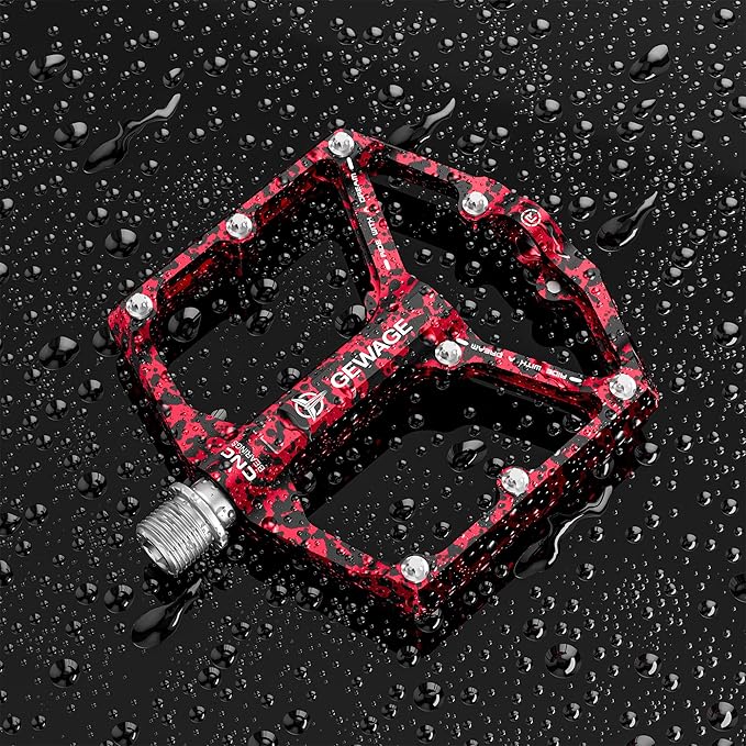 Road/Mountain Bike Pedals - 3 Bearings Bicycle Pedals - 9/16” CNC Machined Flat Pedals with Removable Anti-Skid Nails