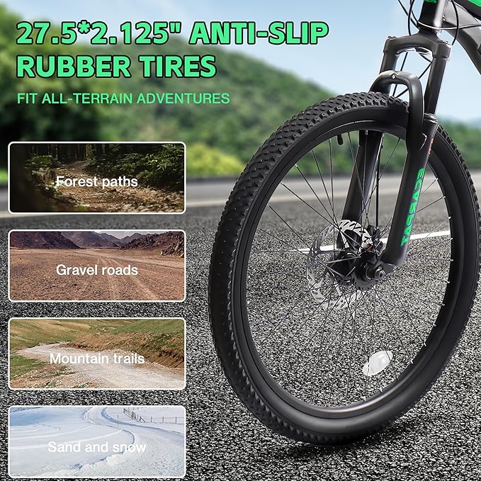 24/26/27.5 Inch Wheel Mountain Bike, 21 Speed MTB Bike with Full Suspension, Steel Frame and Dual Disc Brakes, Adult Mens Outdoor Cycling Mountain Bicycle