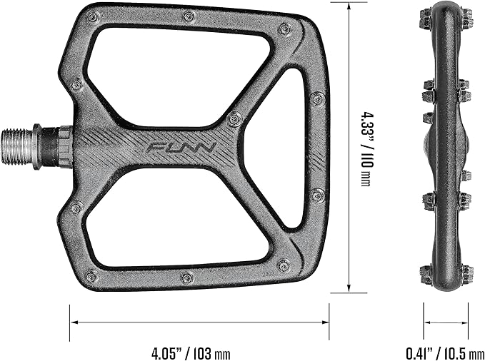 Funn Python Flat Bike Pedals - Wide Platform Bicycle Pedals for BMX/MTB Mountain Bike, 9/16-inch CrMo Axle