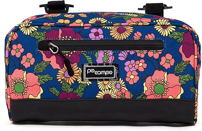 Po Campo Domino Handlebar Bag - Large, Waterproof Bicycle Storage Baskets for Front Mount - Lightweight Bike Bags That Convert To Crossbody (Meadow)