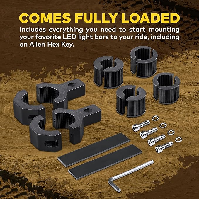 LAMPHUS Off-Road ATV UTV Light Bar Mounts Mounting Bracket Mini Bar Clamp Kits [0.75"/1"/1.25" Inch] [Vertical Bar] [Aluminium] [2 Unit] Bull Bar UTV Roll Bar Clamp Tube Roll Cage Clamps Mount