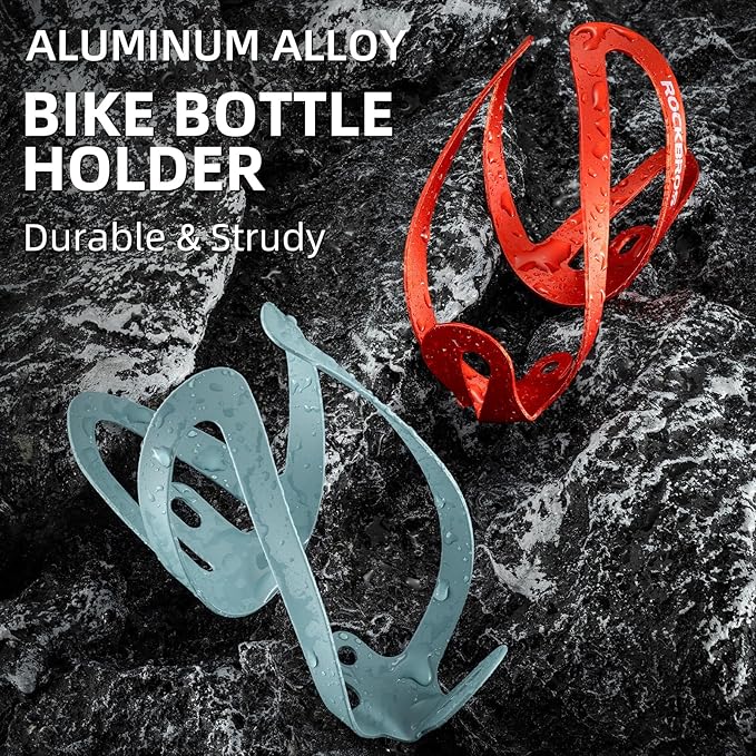ROCKBROS Bike Water Bottle Cage, Durable Aluminum Alloy Bike Cup Holder, Lightweight Water Bottle Holder, Universial Bike Bottle Cage for Road Mountain Bikes
