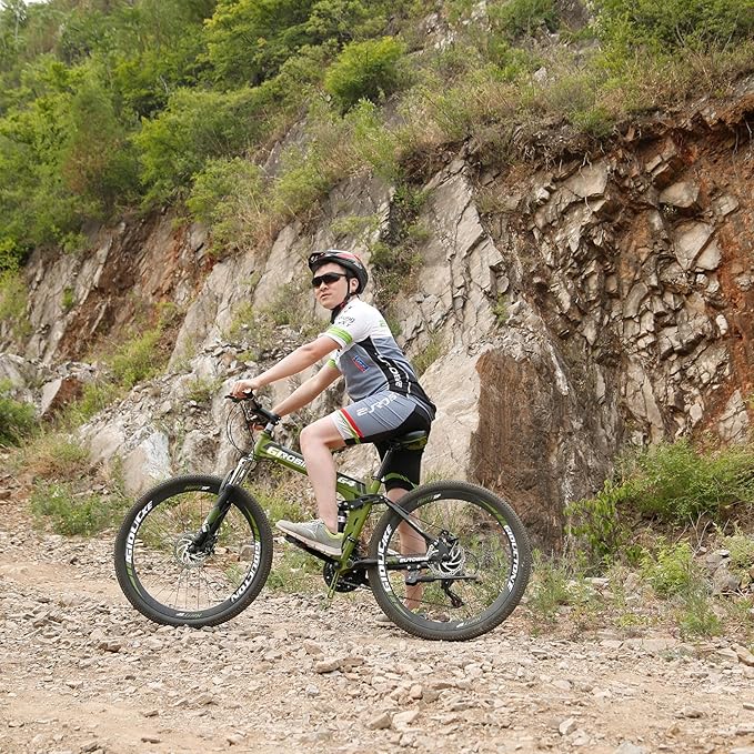 EUROBIKE Folding Bike,26 Inch Full Suspension Folding Mountain Bike,Dual Disc Brake 21 Speed Bicycle for Adults Men or Women Bikes