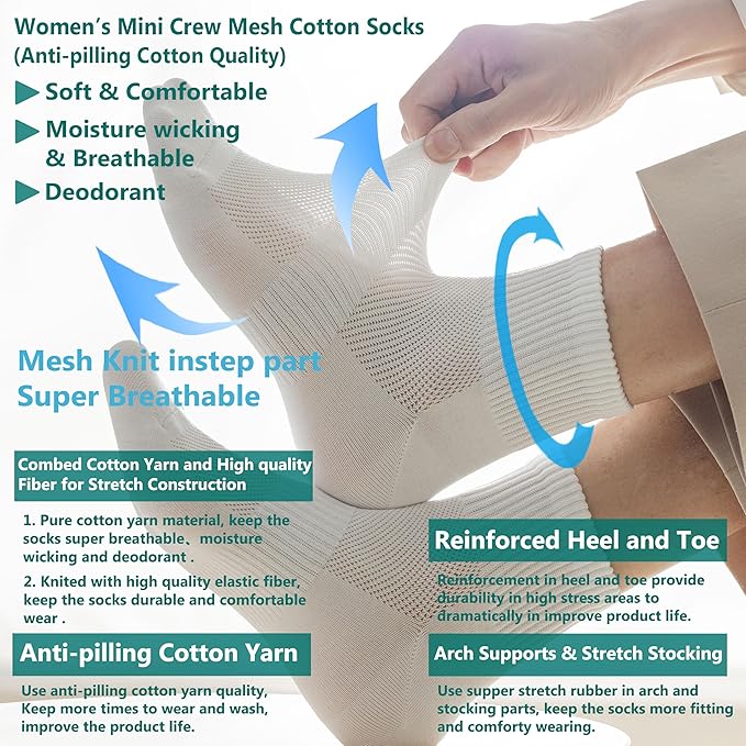 MAGIARTE Womens Mini Crew Ankle Socks Athletic Casual Cotton Socks for Women