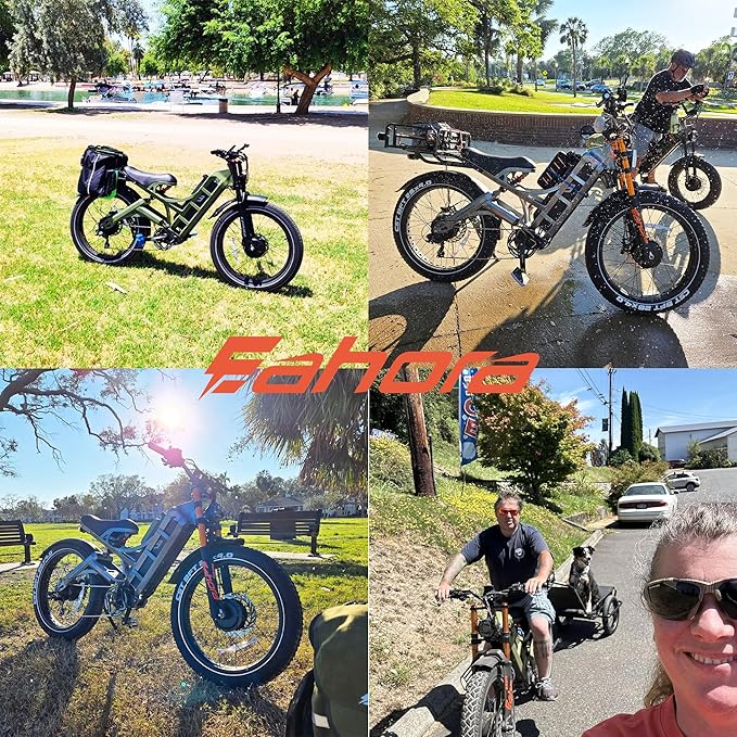 eAhora 2026 Romeo Pro3/2 50/46Mph Ebike 5600/4000W Dual Motor 200+Miles Electric Bike for Adults, 52V/70Ah 60V/80Ah Long Range 26 * 4.0" Fat Tire Full Suspension Electric Mountain Bike