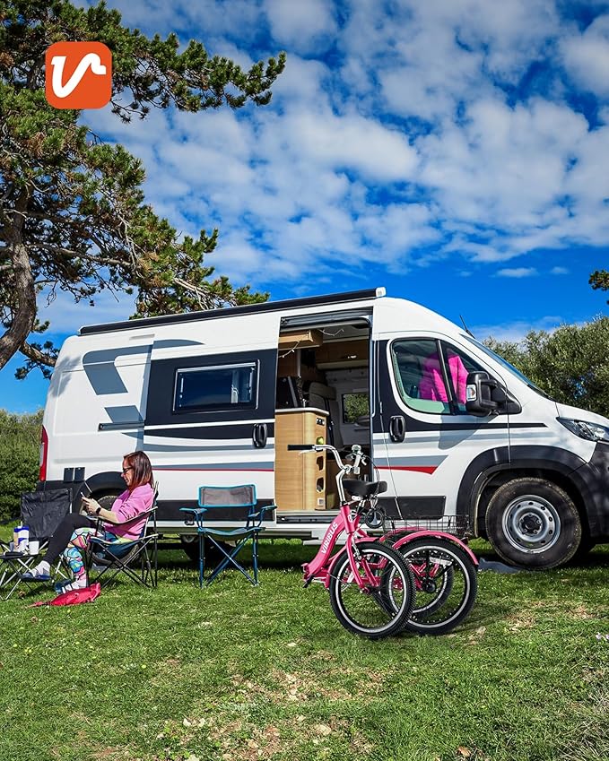 VIRIBUS Folding Tricycle for Adults, 20 inch Foldable Adult Tricycle 1 or 7 Speed Speed with Basket, Folding 3 Wheel Bikes for Adults Senior Women Men, Collapsible Mini Trike, Three Wheeler 330lb.