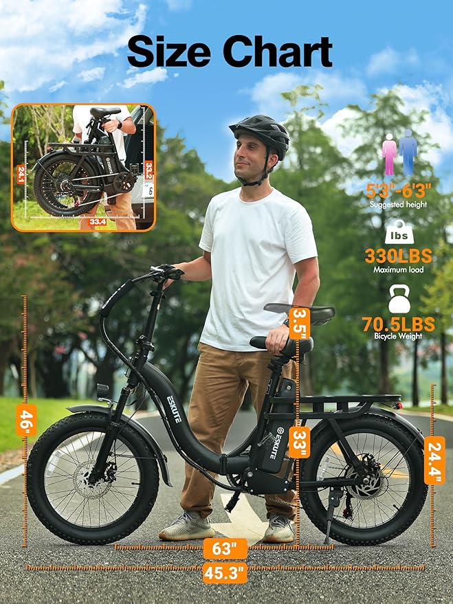 1200W Peak Folding Electric Bike for Adults, 28MPH 48V 10.4Ah Removable Battery, 55-Mile Range, 20"x3" Fat Tire, Step-Thru Ebike with Basket 7-Speed – Commuter E-Bike