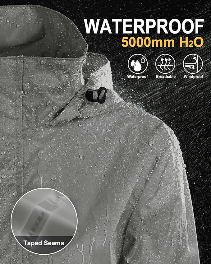 33,000ft Women's Rain Jacket Waterproof Lightweight Packable Raincoat with Hood for Golf Hiking Travel Windbreaker