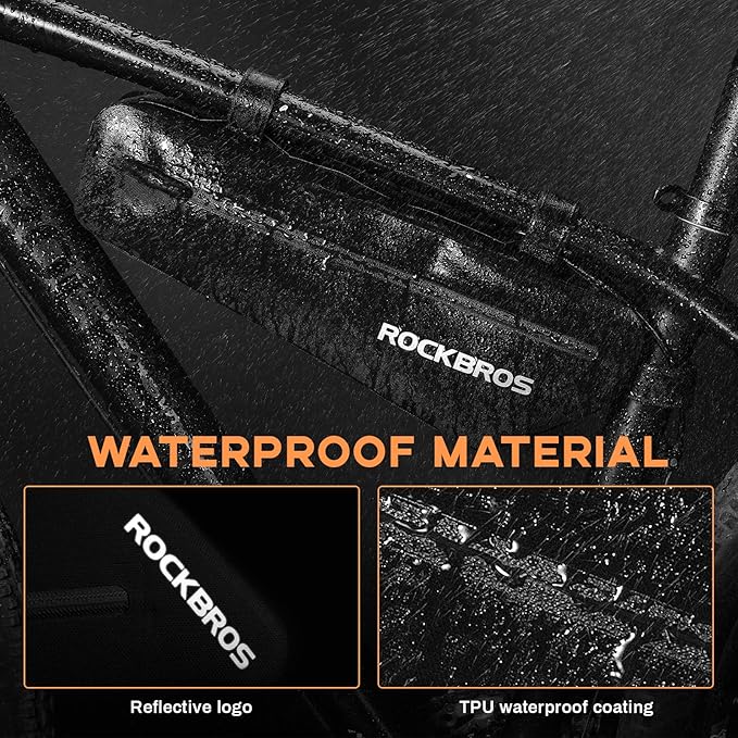 ROCKBROS Bike Frame Bag, 3.5L Waterproof Bike Bag, Top Tube Bike Bag,Bike Storage Bag, Cycling Accessories for Mountain & Road Bikes (2-Pack)