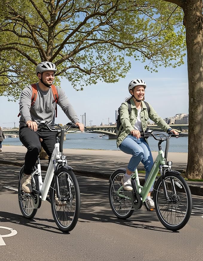 26" Electric Bikes for Adults, Peak 1000W Electric Bike, Up to 25MPH&40 Miles, Ebike for Adults with 375Wh Removable Battery, 7-Speed&Front Suspension Commuter Ebike for Outdoor (Jet Black)