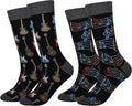 Cansok Men's 2/4 Packs Fun Crazy Novelty Dress Crew Socks