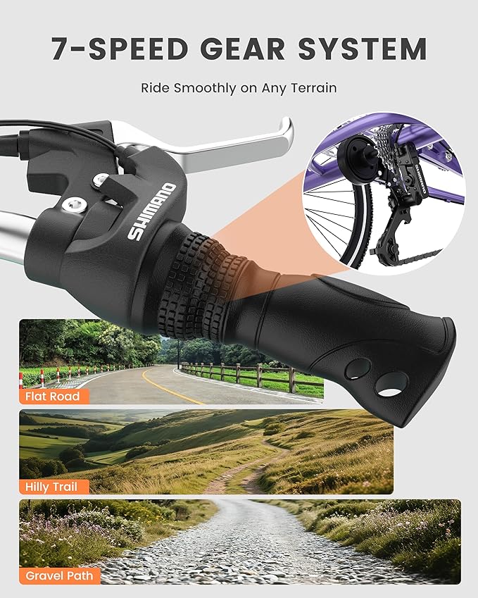 Slsy Adult Folding Tricycles, 7 Speed Folding Adult Trikes, 20 24 26 Inch 3 Wheel Bikes with Low Step-Through, Foldable Tricycle for Adults, Women, Men, Seniors