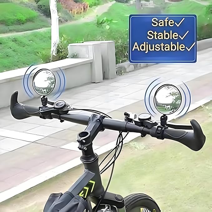 2Pcs Adjustable Rear View Mirror for Bikes, Universal Rearview Mirror for Handlebars, Wide Angle Acrylic Convex Safety Mirrors for Bikes Road Mountain Bike
