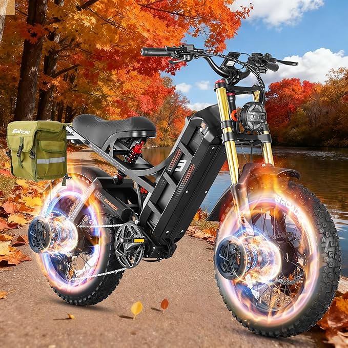 eAhora 2025 Romeo Ultra/Romeo 2 Peak 3000W/2500W 42/40 Mph Electric Bike for Adults 60V 70Ah/52V 60Ah 100-200Miles Long Range Ebike 26" Fat Tire Full Suspension Electric Bicycle