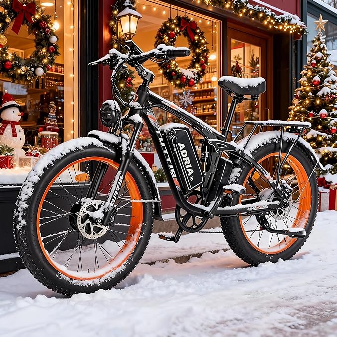 Tuttio Adria26 5000W/6000W Dual-Motor Ebike,40-46MPH Electric- Bike for Adults, 26 * 4" Fat Tire Electric Bicycle, 52V 25AH E-Bike Full Suspension Electric Dirt Bike for Off-Road Mountain Hunting