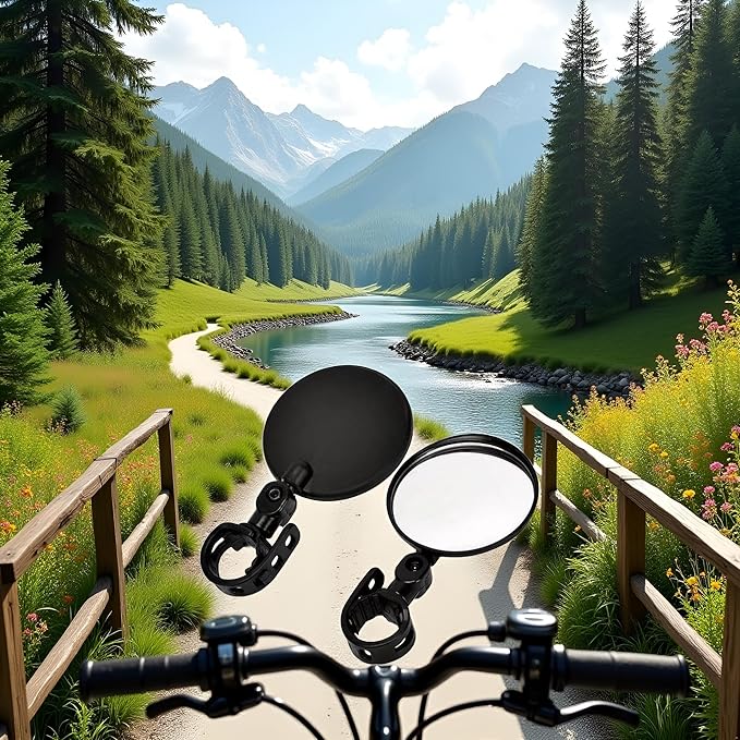 2Pcs Black Adjustable Rear View Mirror for Bikes, Safe Universal Rearview Mirror for Handlebars, Wide Angle Acrylic Convex Safety for Adult Bikes/Kids/Road/Mountain Bike