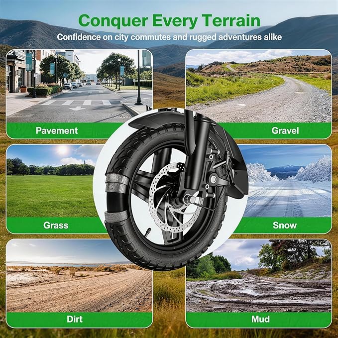 Electric Scooter Adults, 1300W/900W Peak Motor, Electric Scooter with Seat, 48V 13Ah/10.4Ah Battery, 14" Tires, 35/28 Miles Range, 20 MPH, 330 LBS Load, Dual Braking
