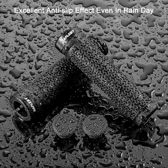 Hapleby Premium Bike Handlebar Grips, Single Lock-on Professional Mountain Bicycle Handlebar Locking Grips with Anti-Slip, 2PCS Screw and 2PCS Allen Wrench for Free