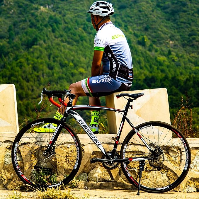EUROBIKE Road Bike,49 /54cm Frame Road Bicycle for Men and Women,21 Speed Adult Bike,Disc Brake 700C Bike,Blackwhite