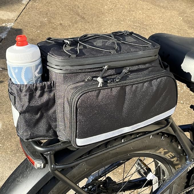 BiKase MIK Compatible Trunk Bike Bag Big Daddy with MIK Attachment, Waterproof Bag for Back of Bicycles with Panniers, Pannier Rack Bag with Water Bottle Carrier (MIK Rack not included)